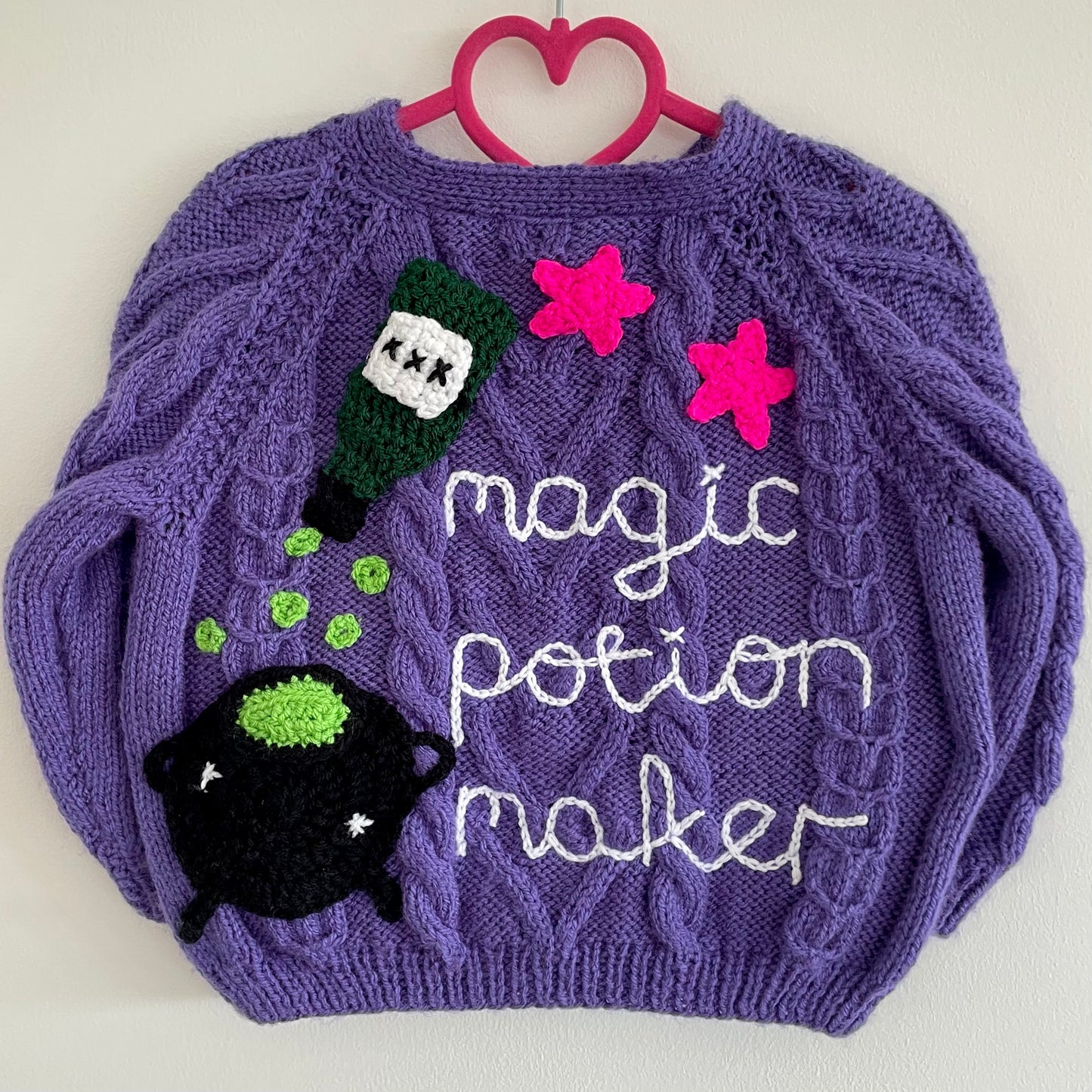 “Magic Potion Maker” Halloween Handmade Cardigan Size Approx 3-4 Years