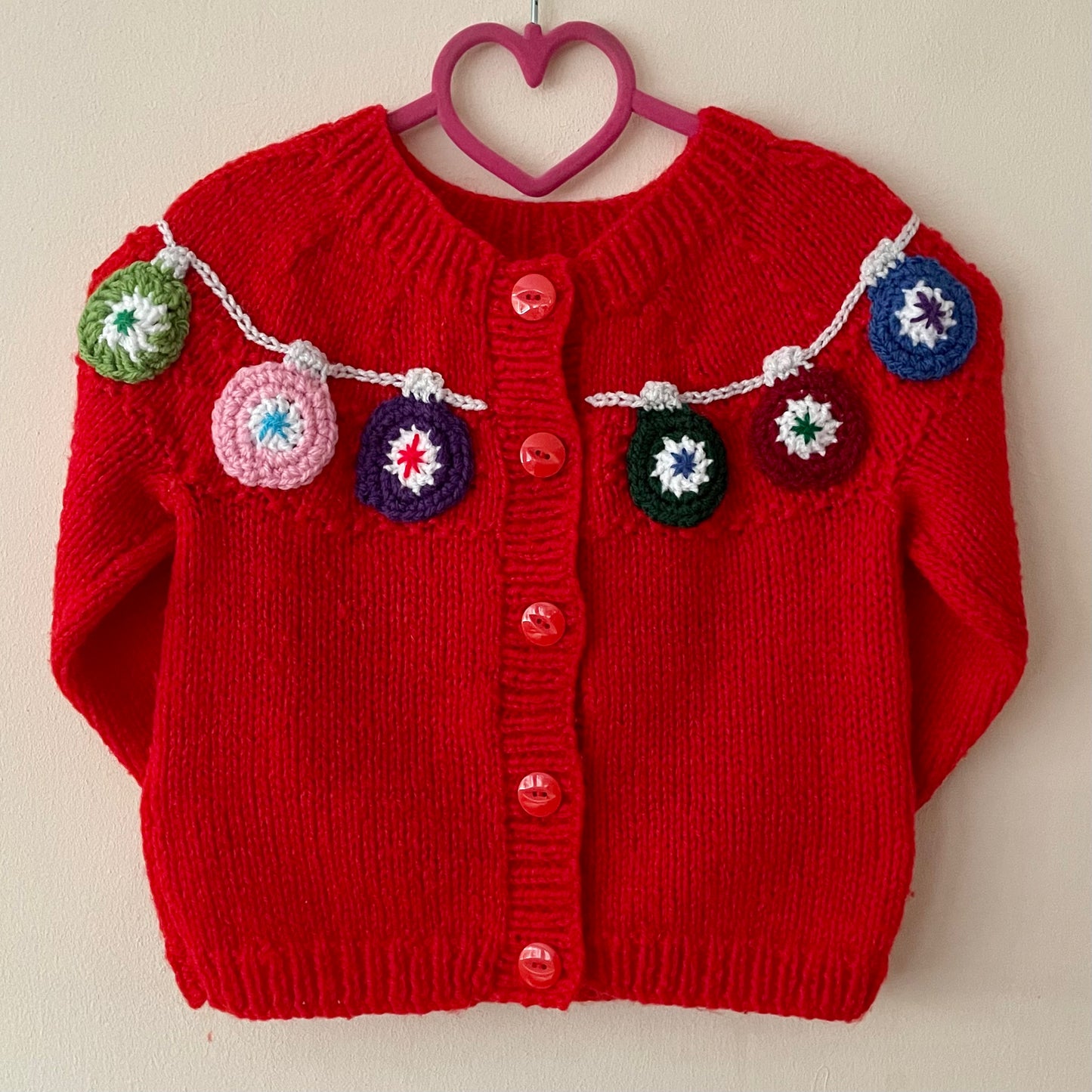 "Deck The Halls” Christmas Handmade Cardigan Size Approx 2-3 Years