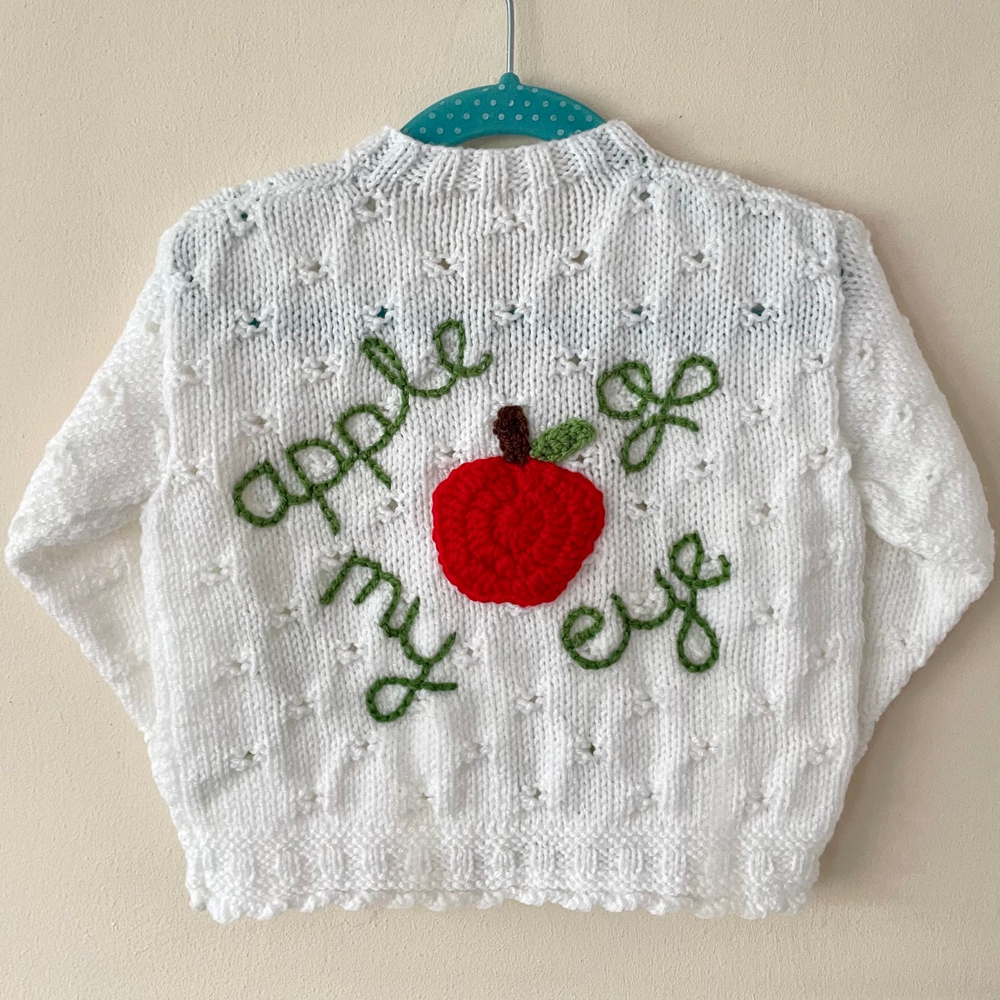 “Apple of my Eye” Handmade Cardigan Size Approx 2-3 Years