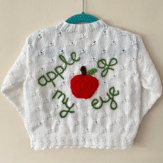 “Apple of my Eye” Handmade Cardigan Size Approx 2-3 Years