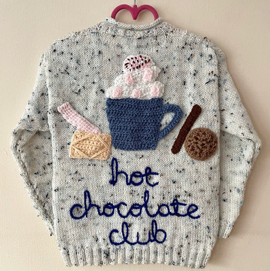 "Hot Chocolate Club” Handmade Cardigan Size Approx 2-4 Years
