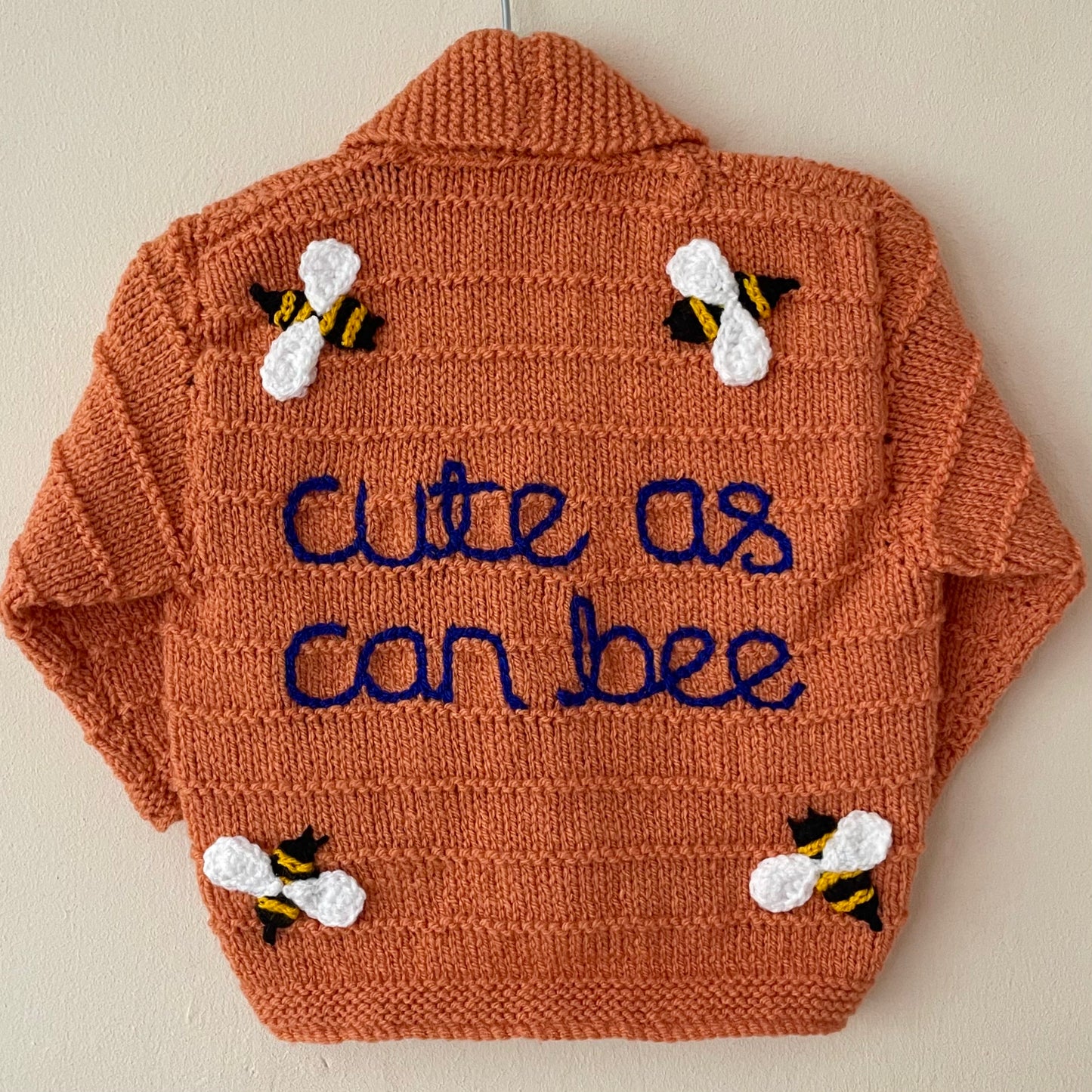 “Cute As Can Bee” Bees Handmade Cardigan Size Approx 12-18 months