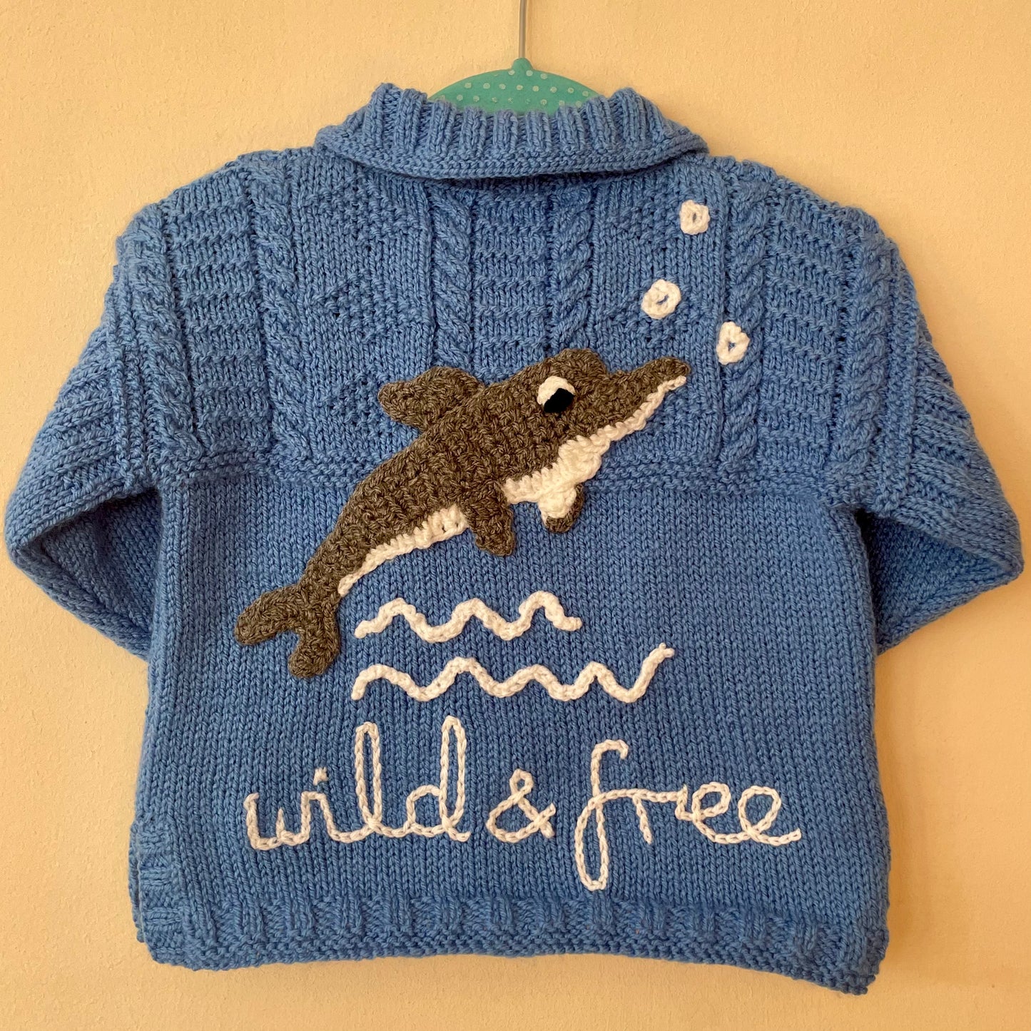"Wild and Free” Handmade Dolphin Jumper Size Approx 2-3 Years
