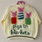🎄Bonus Knit!🎄“Pigs in Blankets” Christmas Handmade Cardigan Size Approx 3-5 Years