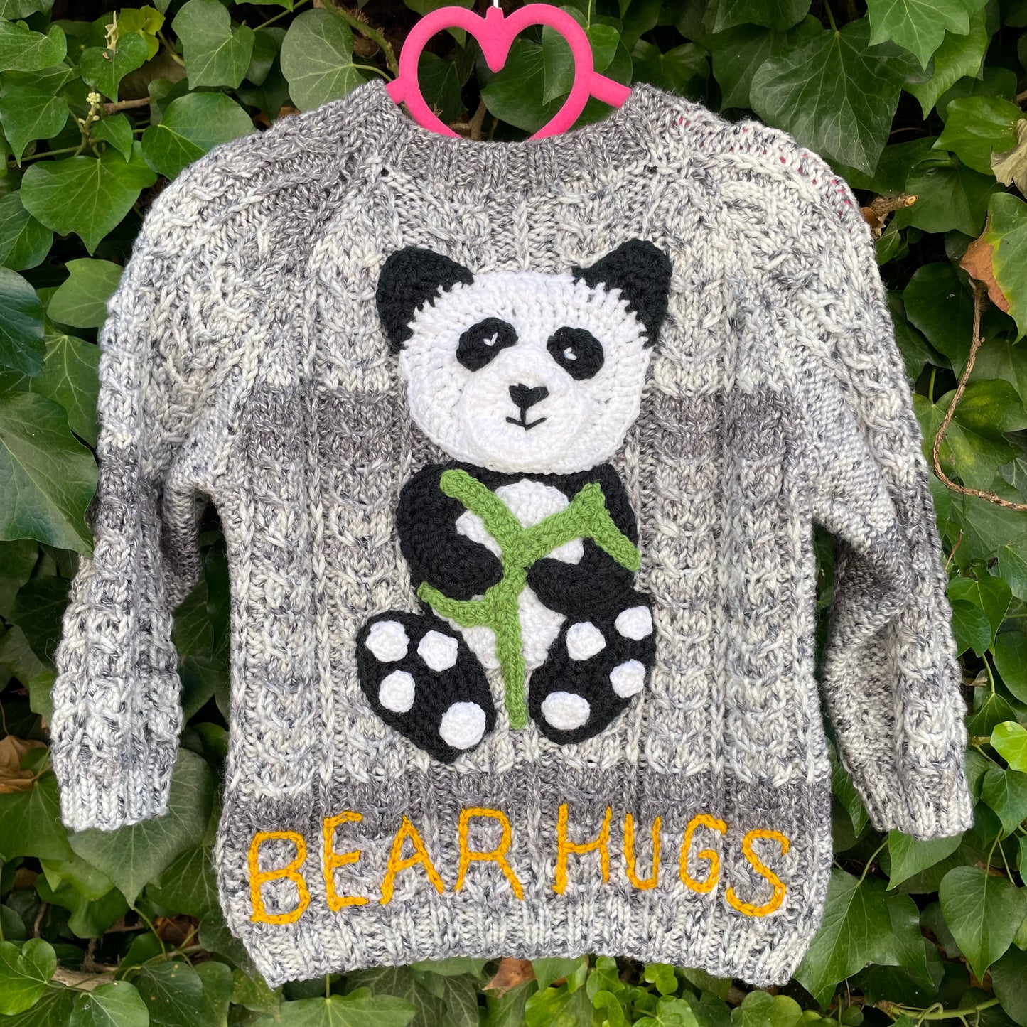 “Bear Hugs” Panda Handmade Cardigan Size Approx 2-3 Years