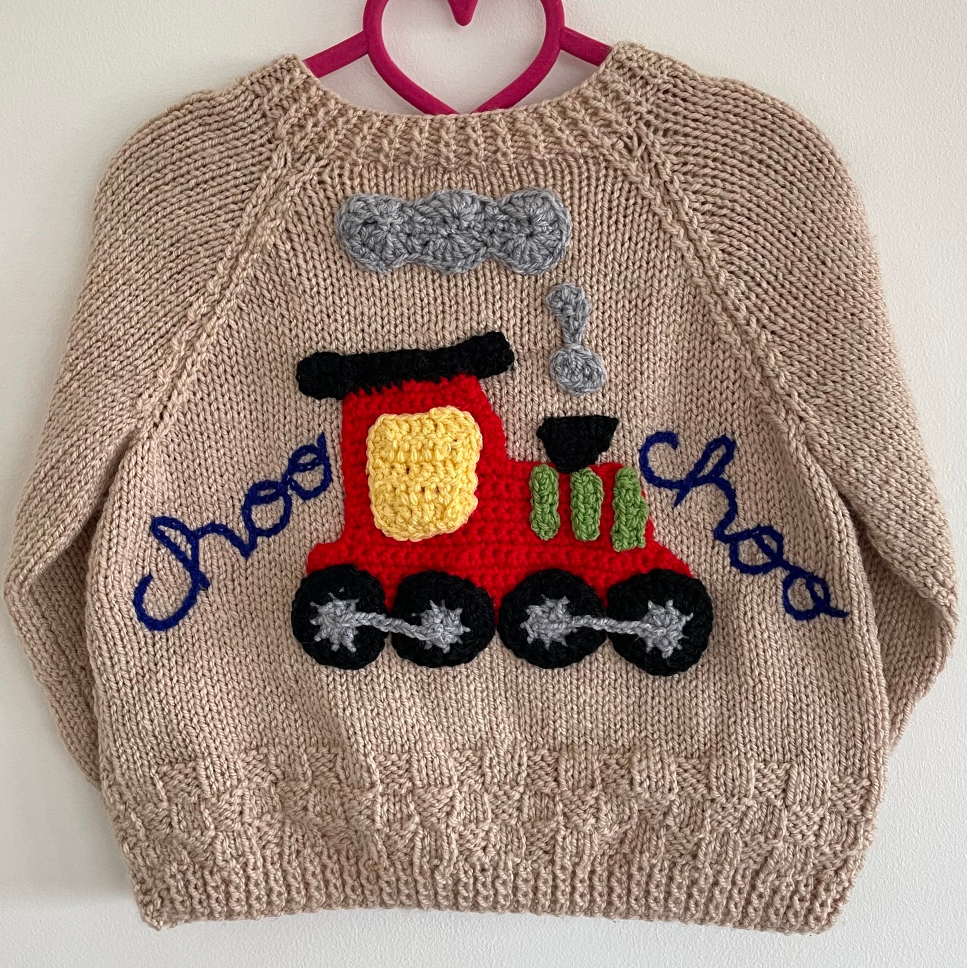 Choo Choo” Train Handmade Cardigan Size Approx 3-4 Years