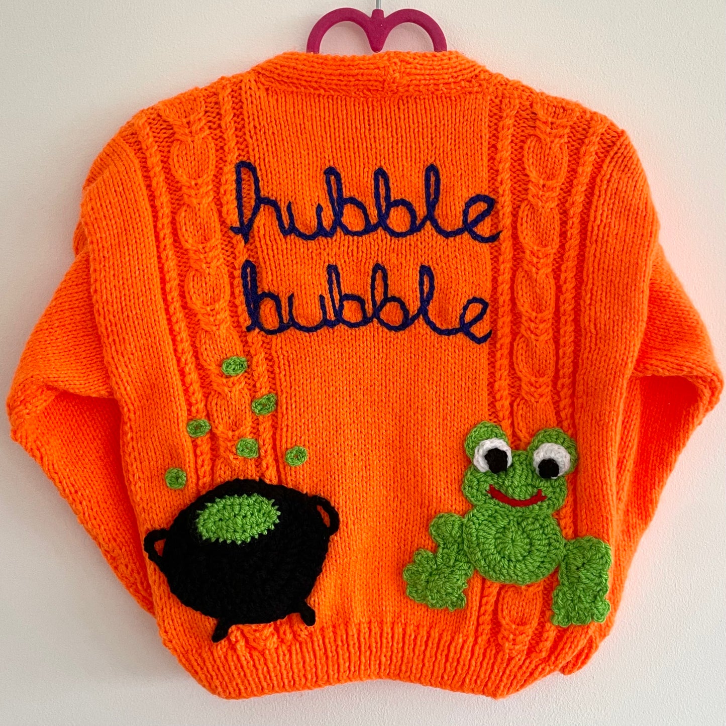 “Hubble Bubble” Cauldron Handmade Cardigan Size Approx 3-4 Years