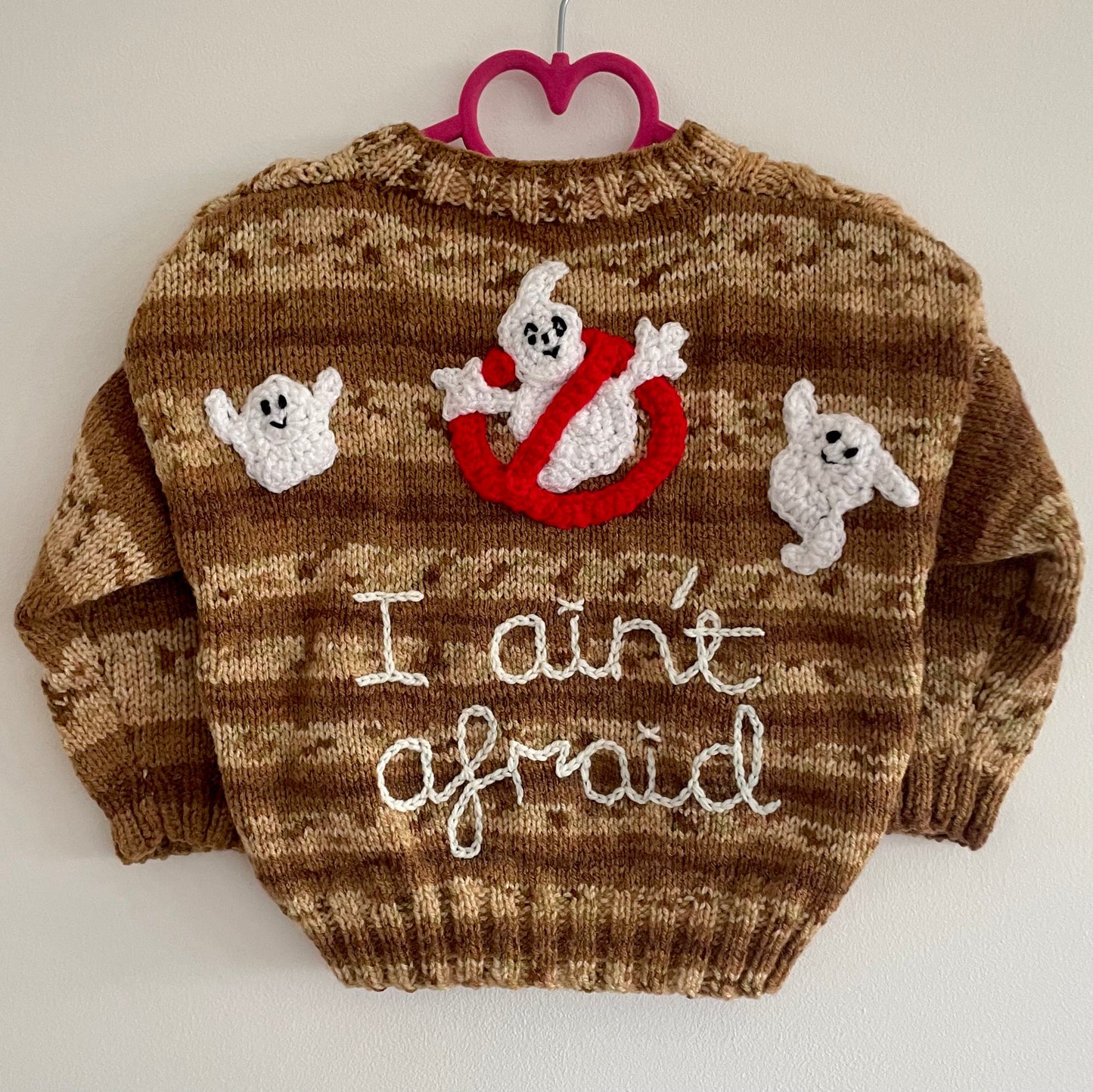 “I Ain't Afraid” Ghosts Handmade Cardigan Size Approx 2.5-3.5 Years