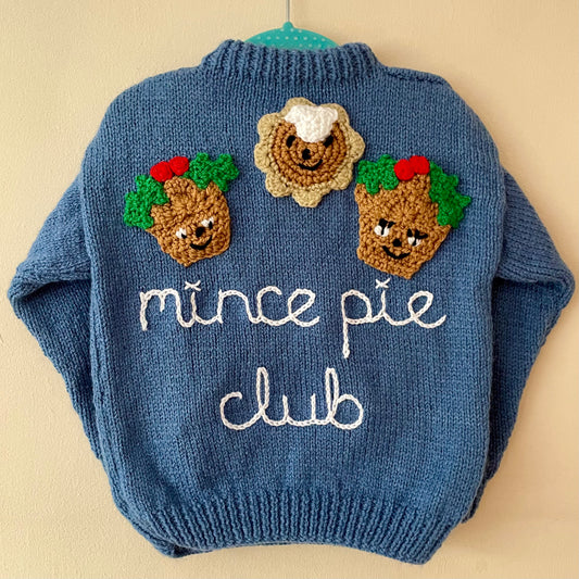 “Mince Pie Club” Christmas Handmade Jumper Size Approx 2-3 Years