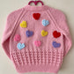 "Love Hearts” Handmade Cardigan Size Approx 2-3 Years