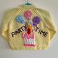 “PARTY TIME” Birthday Handmade Cardigan Size Approx 12-18 months