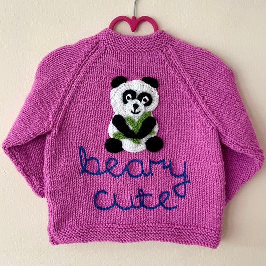 “Beary Cute” Panda Handmade Cardigan Size Approx 2-3 Years