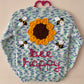 “Bee Happy” Sunflower & Bees Handmade Cardigan Size Approx 2-3 Years