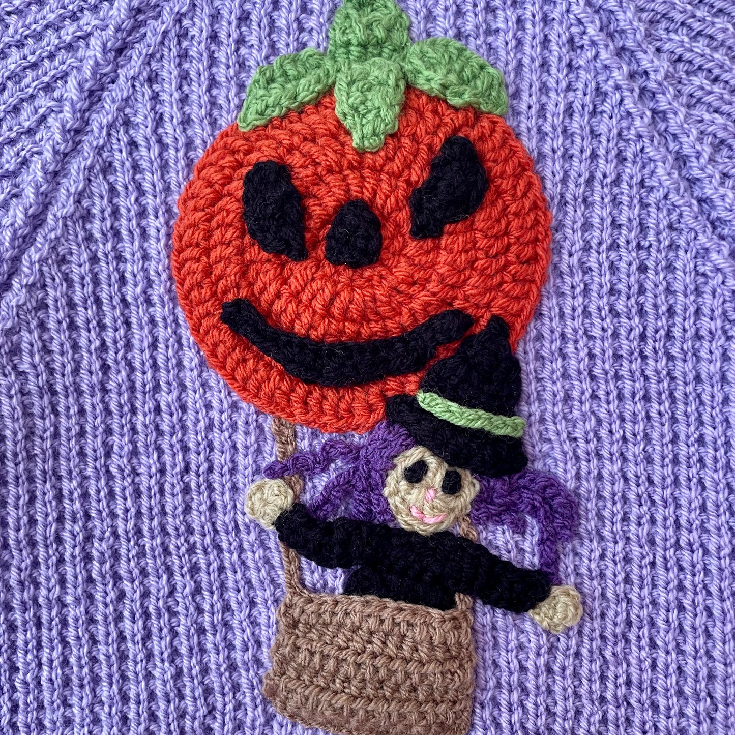 “Magic In The Air” Witch Hot Air Balloon Handmade Cardigan Size Approx 1-2 Years