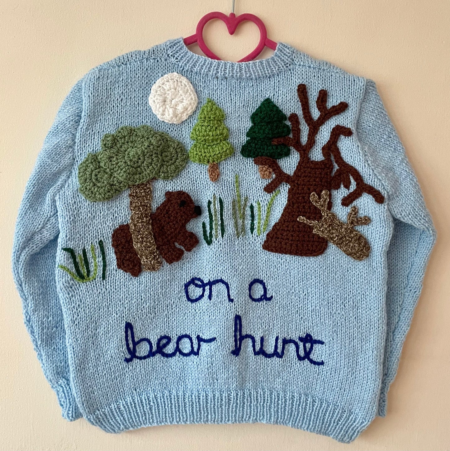 "On A Bear Hunt” Handmade Cardigan Size Approx 6-8 Years