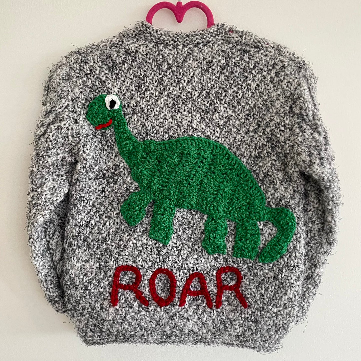“Roar” Dinosaur Handmade Cardigan Size Approx 2-3 Years