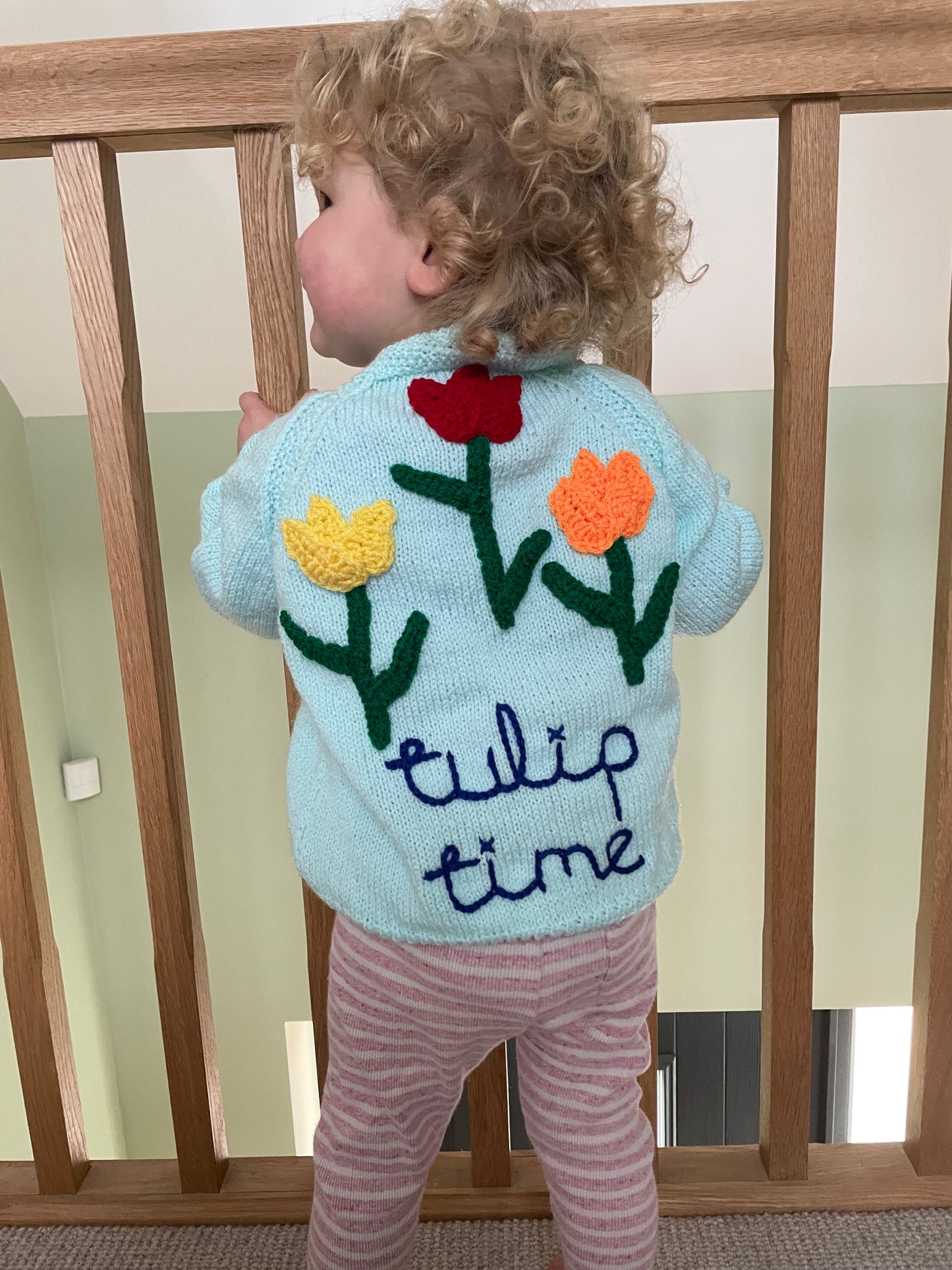 "Tulip Time” Handmade Cardigan Size Approx 2-3 Years