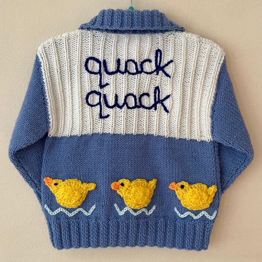 “Quack Quack” Duck Cardigan Size Approx 1-2 Years