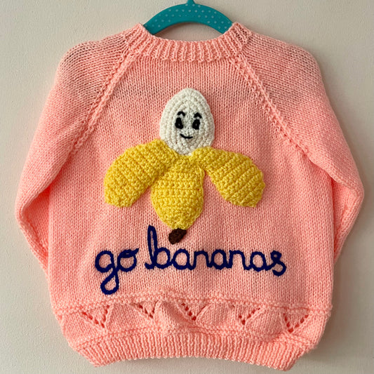 "Go Bananas” Handmade Cardigan Size Approx 2-3 Years