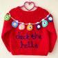 "Deck The Halls” Christmas Handmade Cardigan Size Approx 2-3 Years