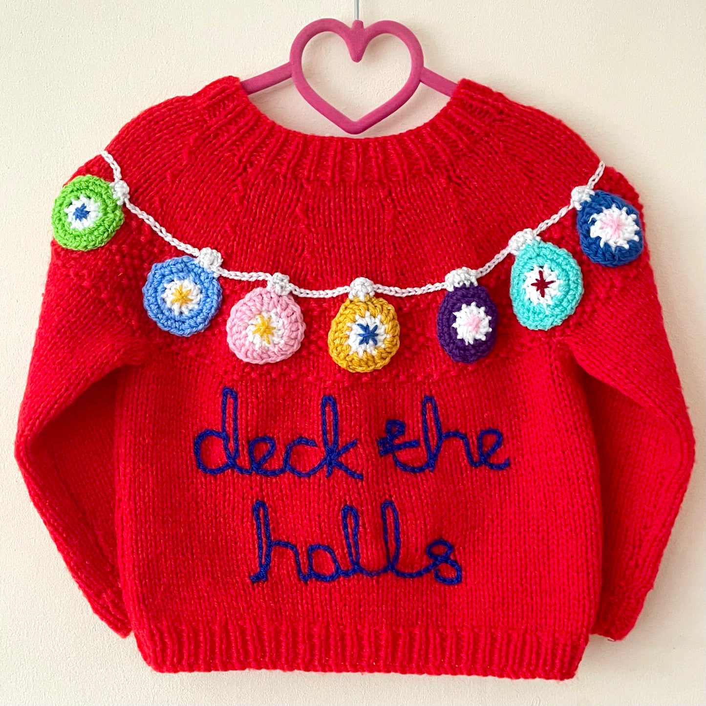"Deck The Halls” Christmas Handmade Cardigan Size Approx 2-3 Years