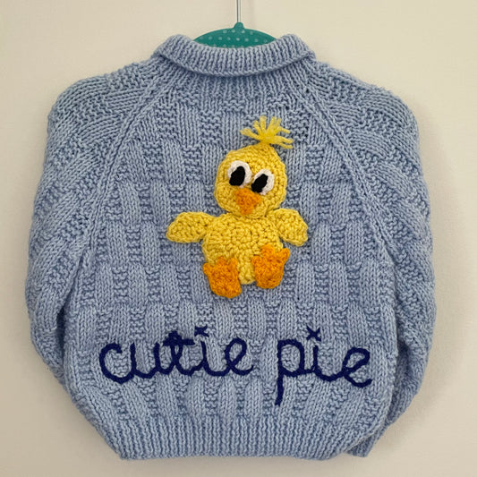 "Cutie Pie” Handmade Cardigan Size Approx 6-12 Months
