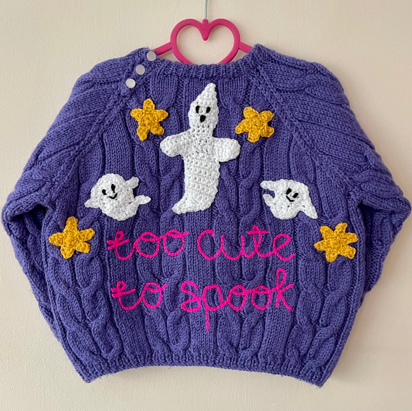 “Too Cute To Spook” Halloween Ghost Handmade Jumper Size Approx 3-4 Years