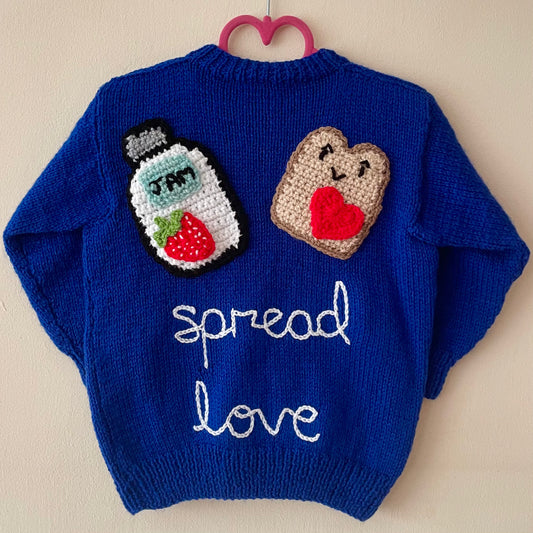 "Spread Love” Handmade Cardigan Size Approx 3-4 Years