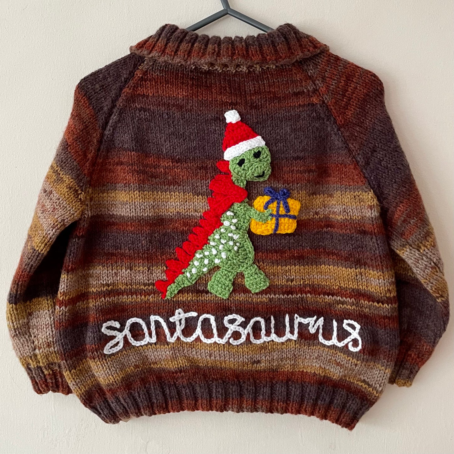 “Santasaurus” Christmas Handmade Cardigan Size Approx 6-8 Years