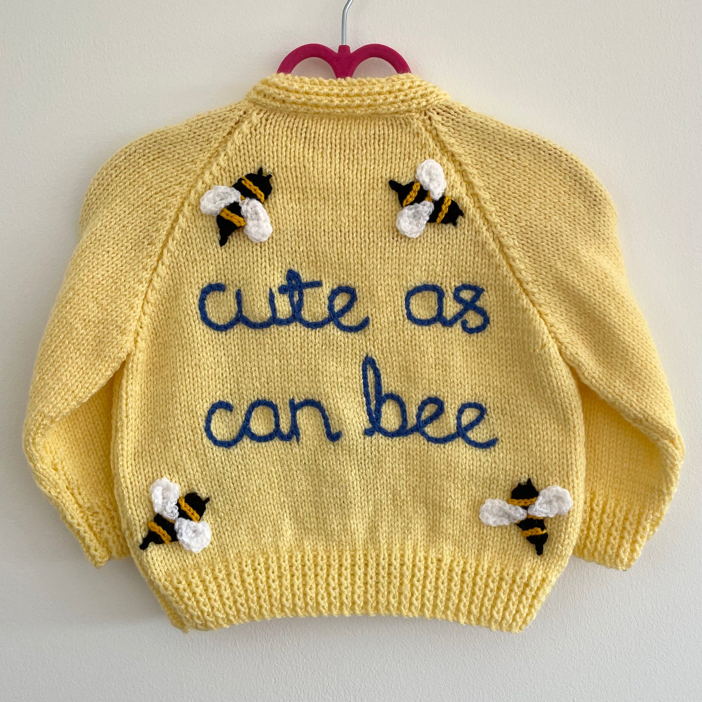 “Cute As Can Bee” Handmade Cardigan Size Approx 18 months - 2.5 Years
