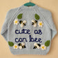 "Cute As Can Bee” Handmade Blue Cardigan Size Approx 1-2 Years
