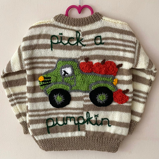 “Pick a Pumpkin” Halloween Handmade Jumper Size Approx 3-4 Years
