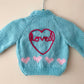 “Loved” Heart Handmade Cardigan Size Approx 0-6 months