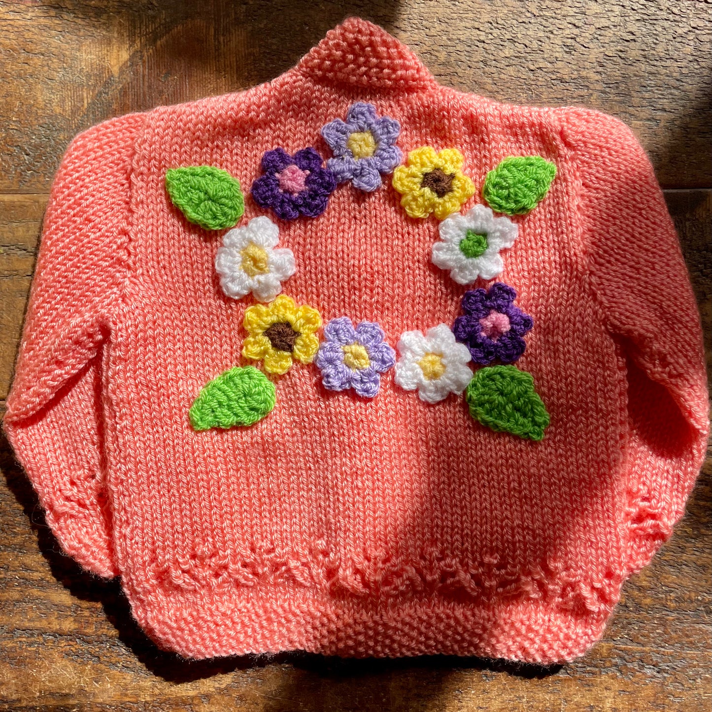"Daisies” Handmade Cardigan Size Approx 0-6 Months