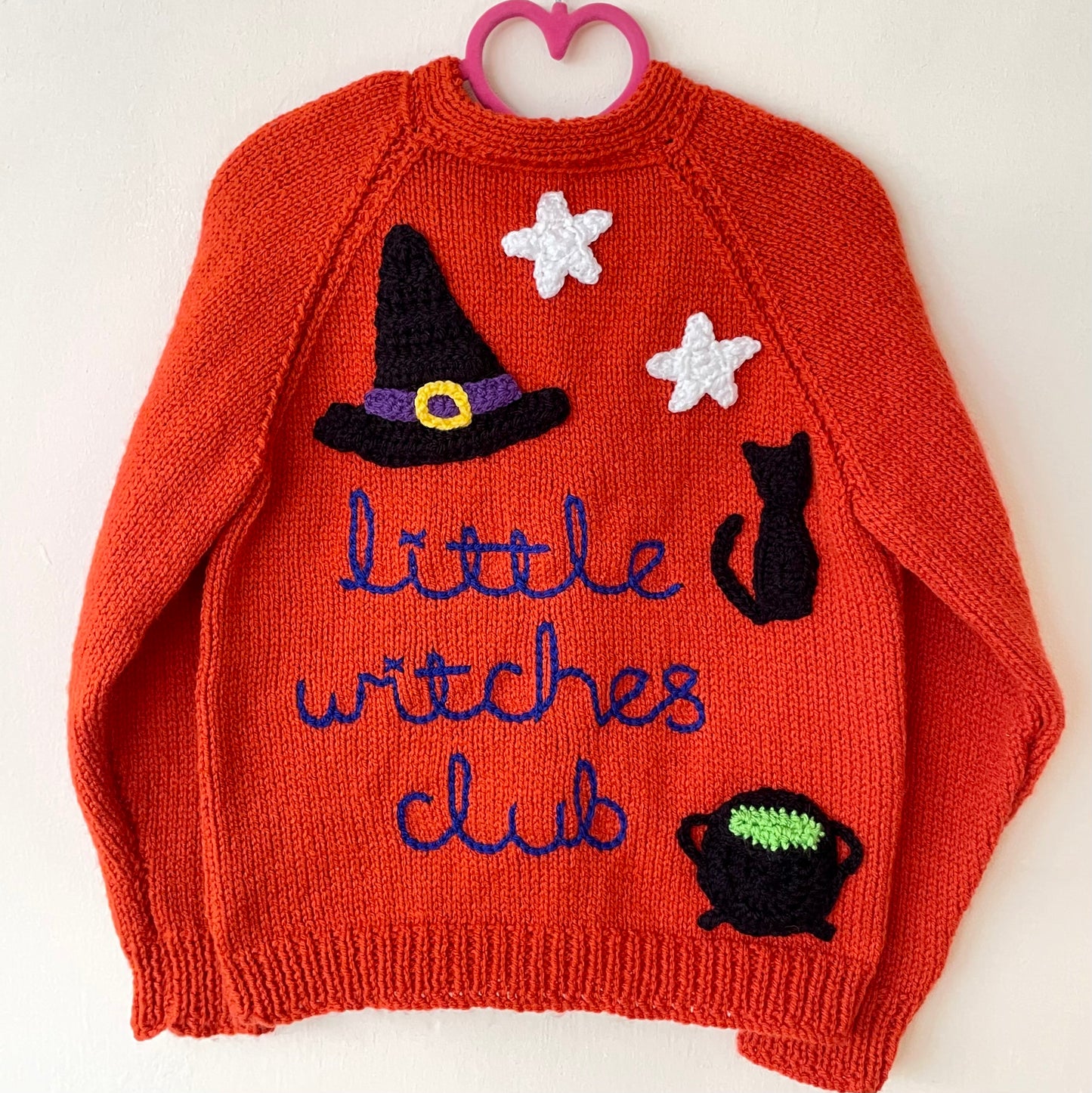 “Little Witches Club” Halloween Handmade Cardigan Size Approx 4-5 Years