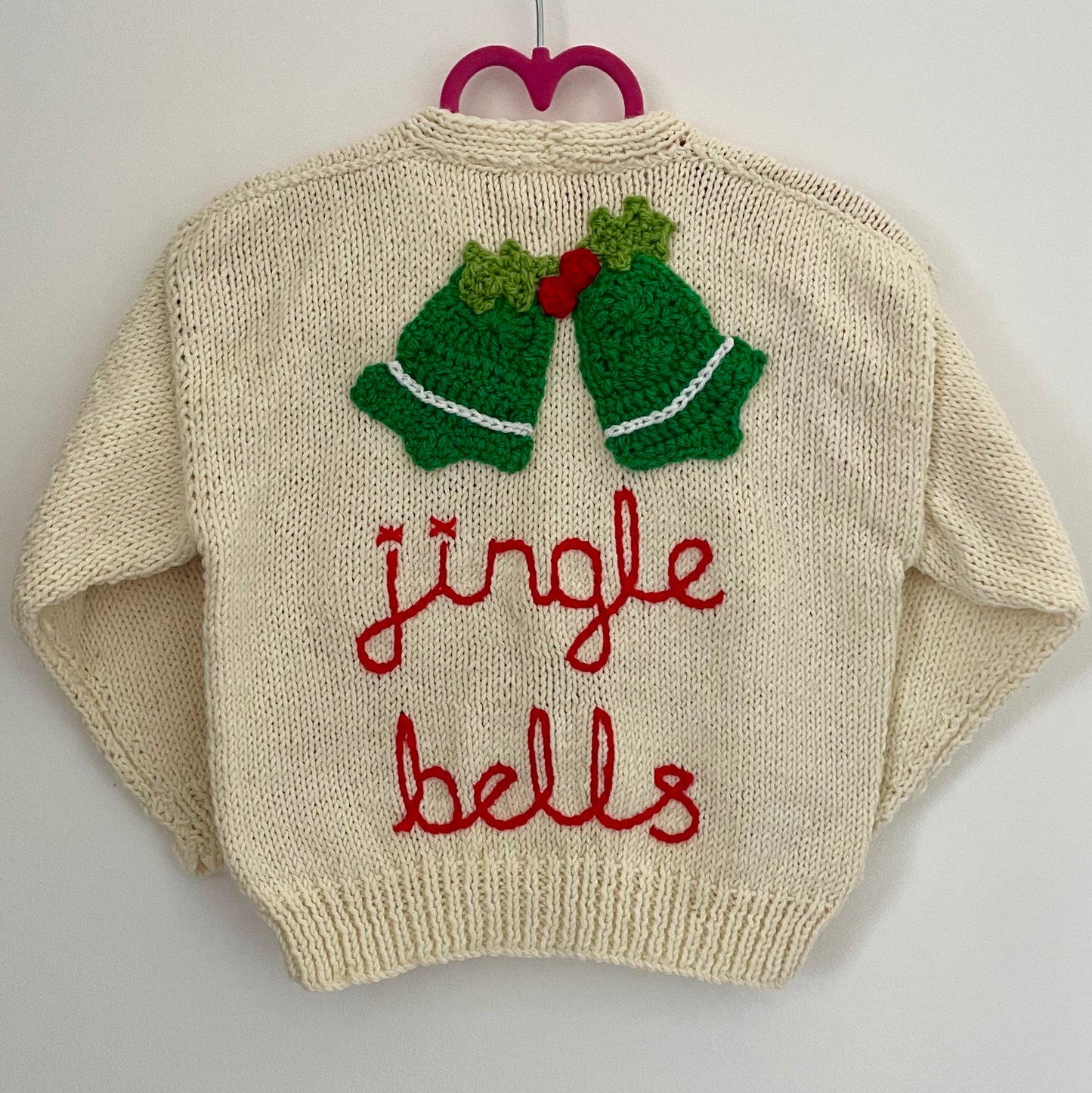 “Jingle Bells” Christmas Handmade Cardigan Size Approx 2-3 Years