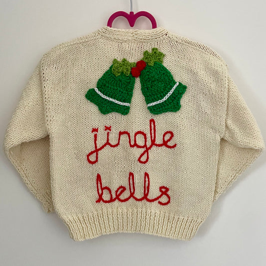 “Jingle Bells” Christmas Handmade Cardigan Size Approx 2-3 Years