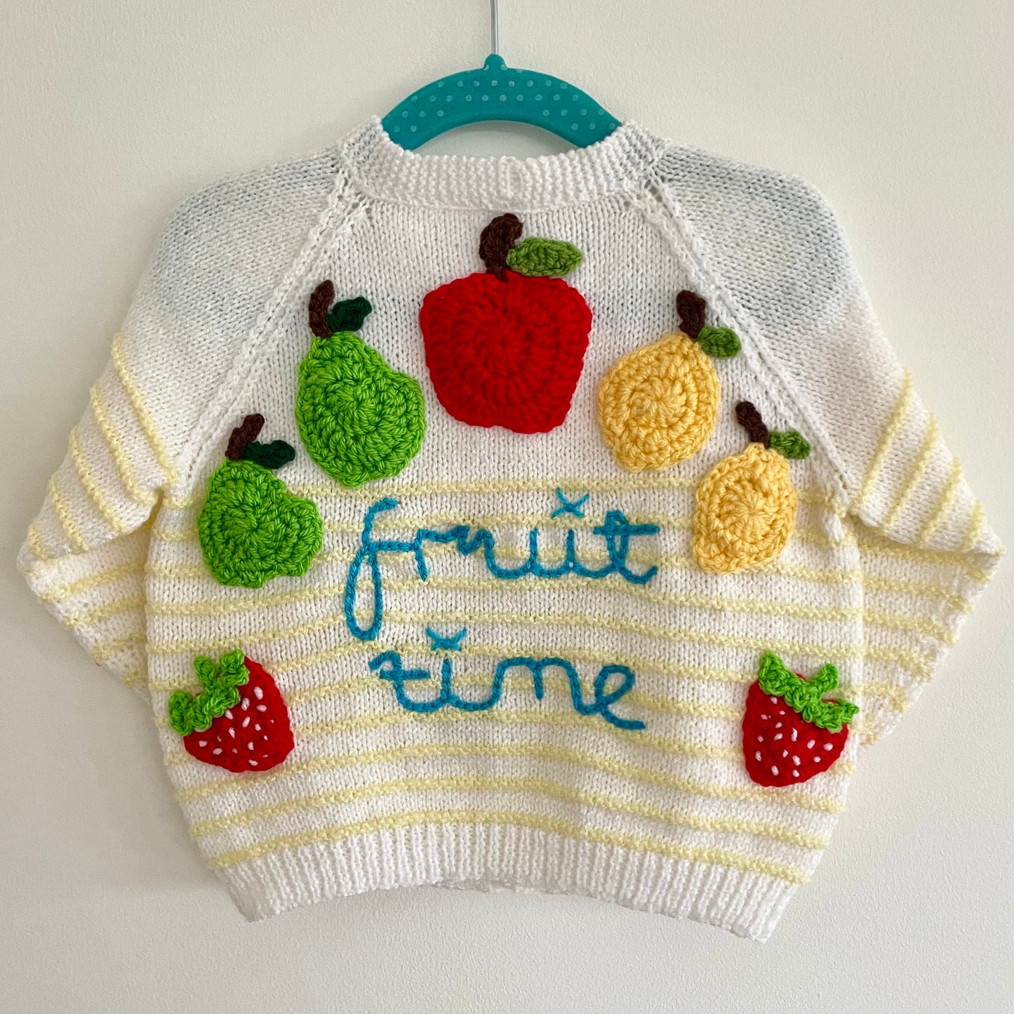 “Fruit Time” Handmade Cardigan Size Approx 18 months - 2.5 Years