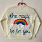 “The Magic Is In You” Rainbow Handmade Cardigan Size Approx 3-4.5 Years