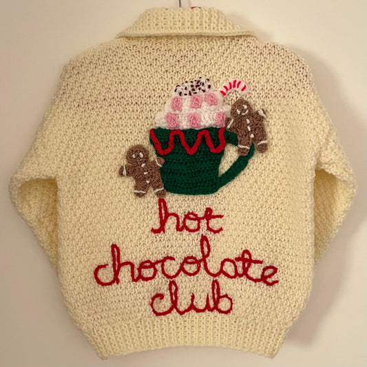 🎄Day 7🎄“Hot Chocolate Club” Handmade Christmas Cardigan Size Approx 4-5 Years