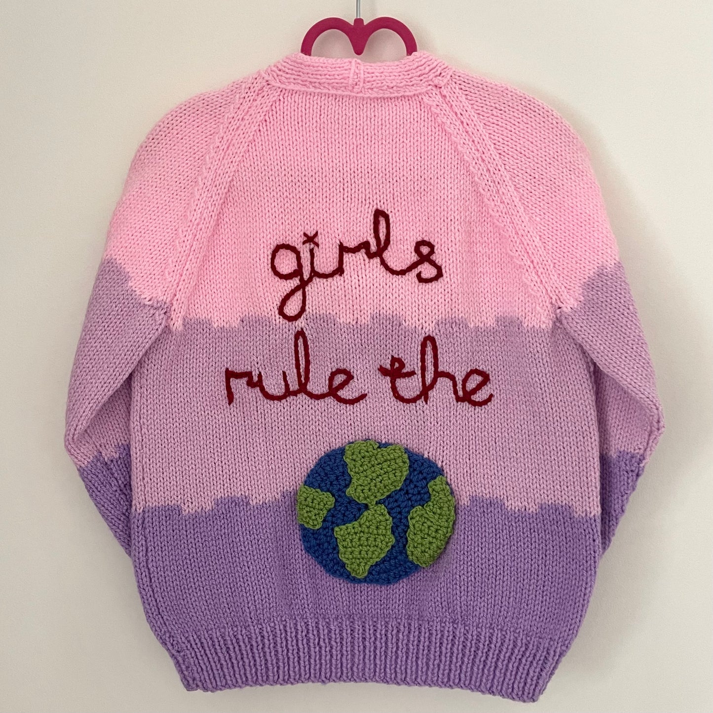 “Girls Rule The World” Handmade Cardigan Size Approx 4-5 Years