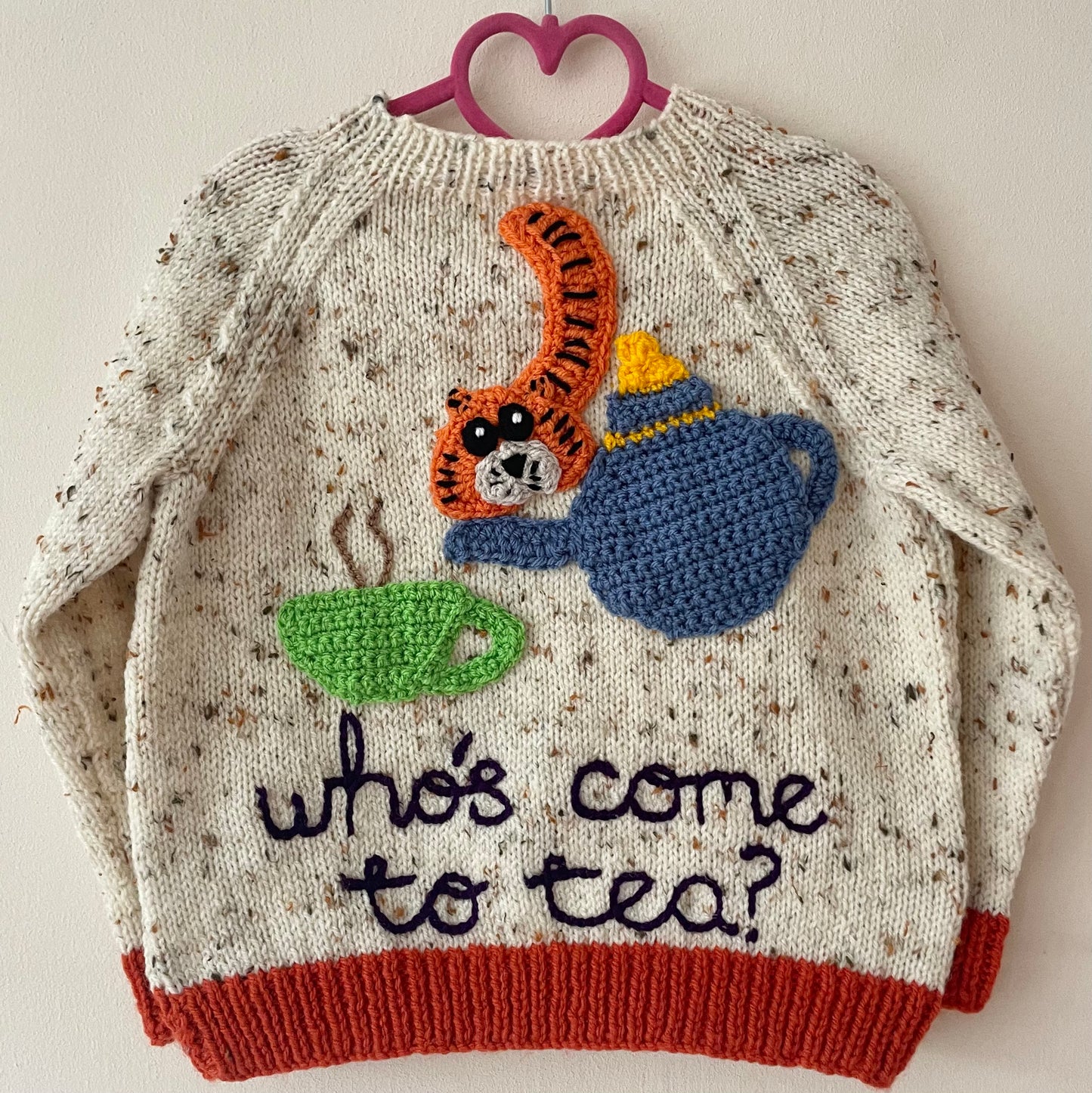 "Who's Come To Tea” Handmade Jumper Size Approx 4-5 Years