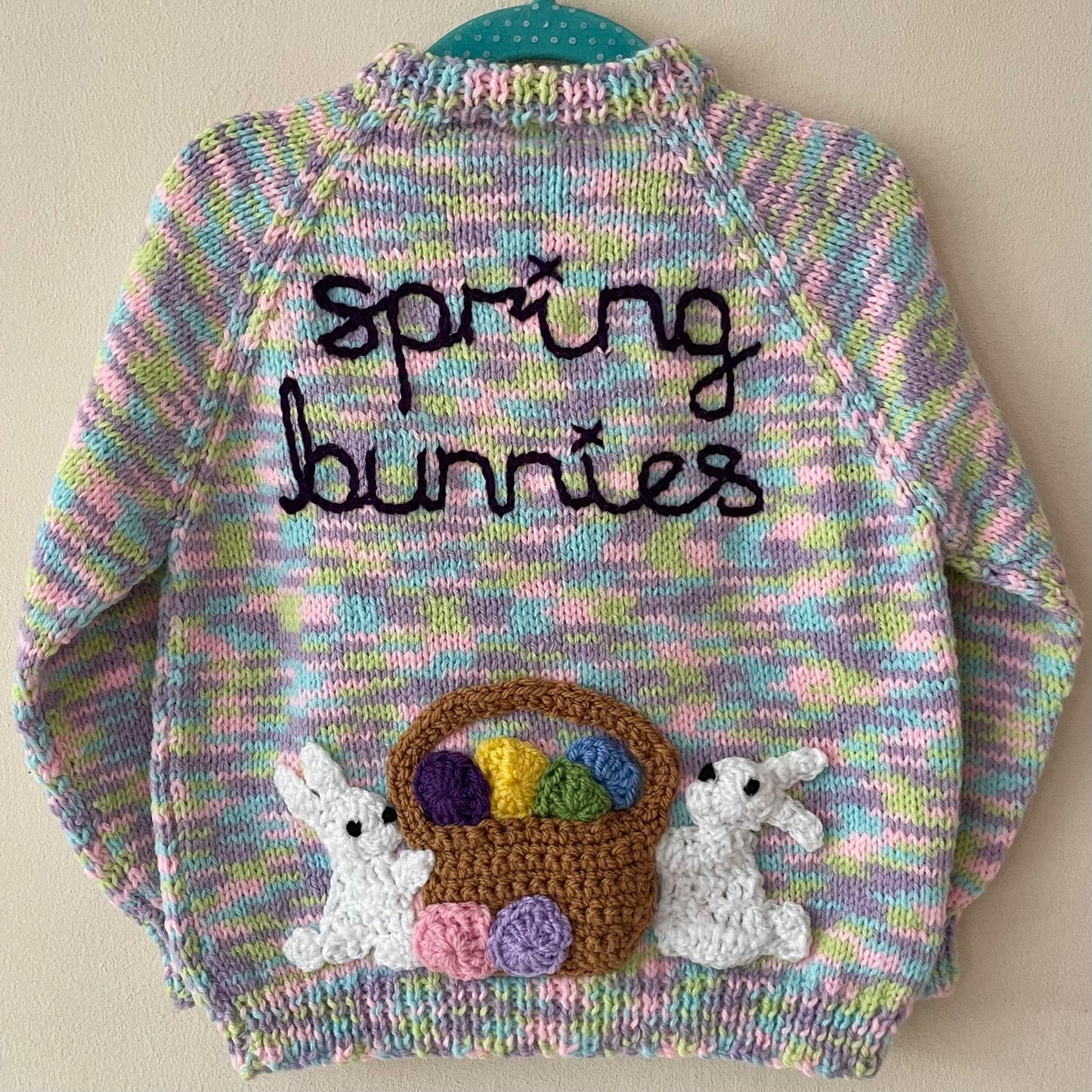 "Spring Bunnies” Handmade Jumper Size Approx 2-3 Years