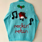 “Rockin' Robin” Christmas Handmade Cardigan Size Approx 5-7 Years