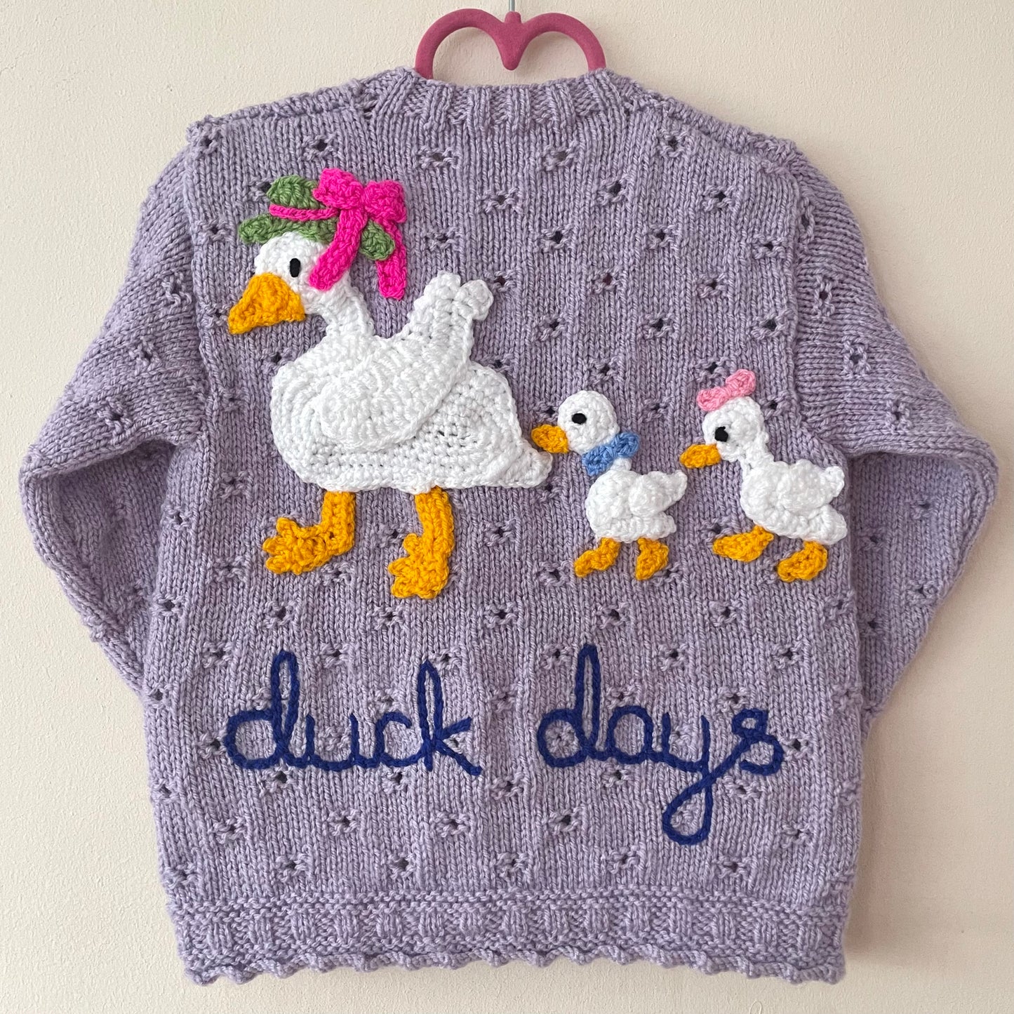 "Duck Days” Handmade Cardigan Size Approx 2-3 Years
