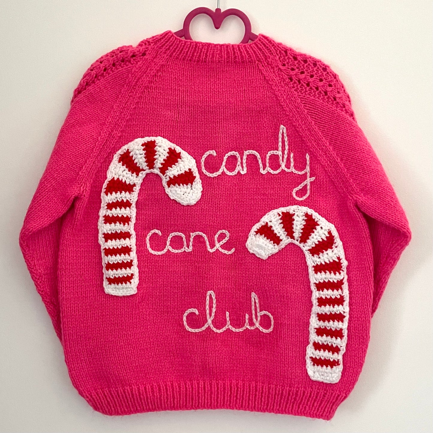 “Candy Cane Club” Christmas Handmade Cardigan Size Approx 5-7 Years
