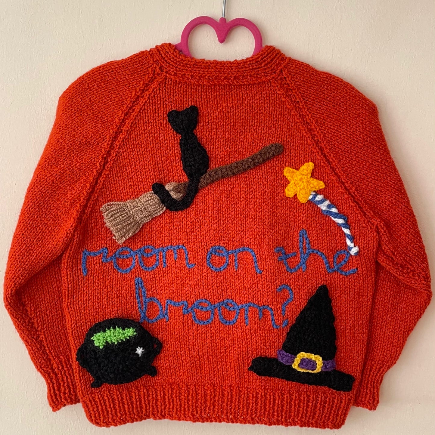 “Room On The Broom?” Handmade Cardigan Size Approx 3-4 Years