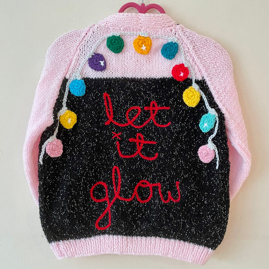 🎄Day 1🎄“Let It Glow” Christmas Handmade Cardigan Size Approx 3-5 Years