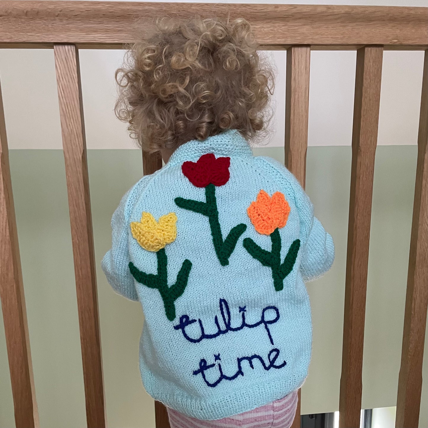 "Tulip Time” Handmade Cardigan Size Approx 2-3 Years
