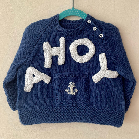 "AHOY” Handmade Dolphin Jumper Size Approx 2-3 Years